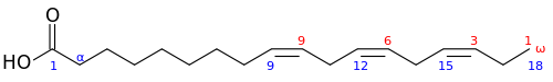 α-リノレン酸の化学構造