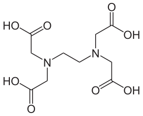 エチレンジアミン四酢酸（EDTA）の化学構造